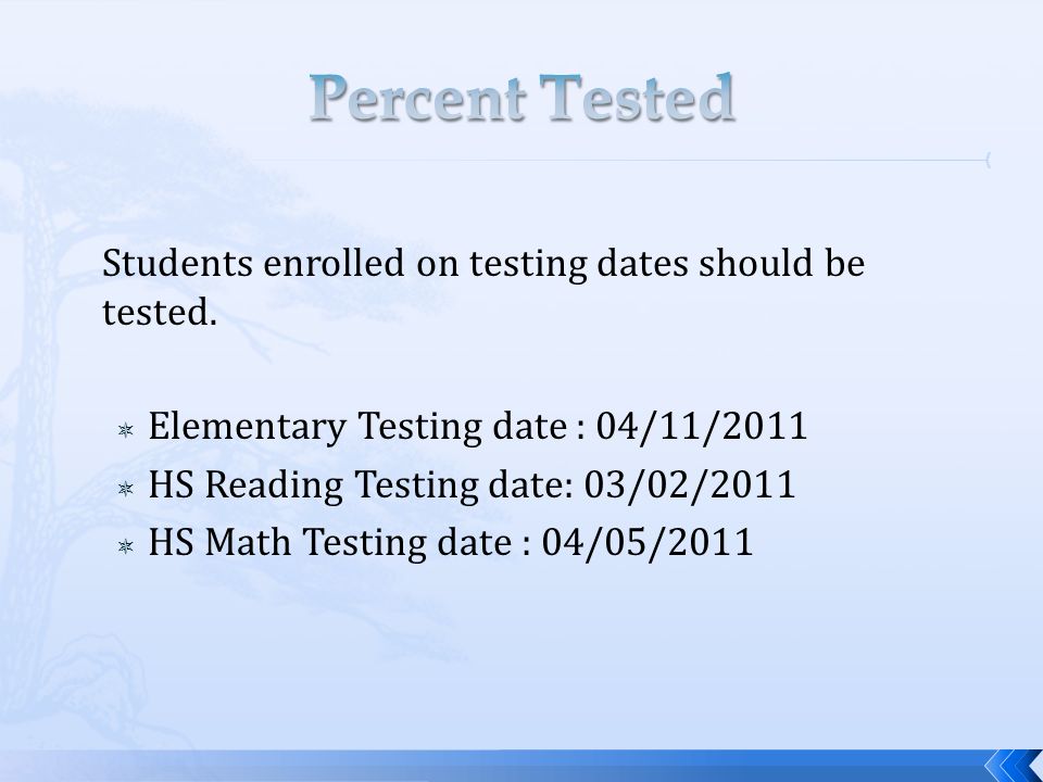 Students enrolled on testing dates should be tested.