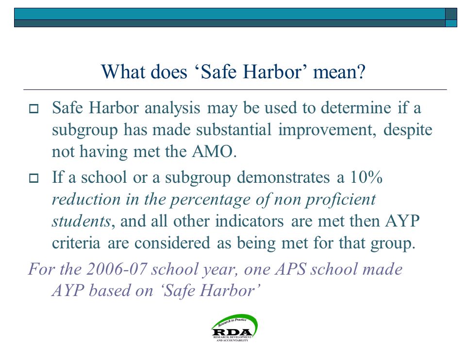 What does ‘Safe Harbor’ mean.