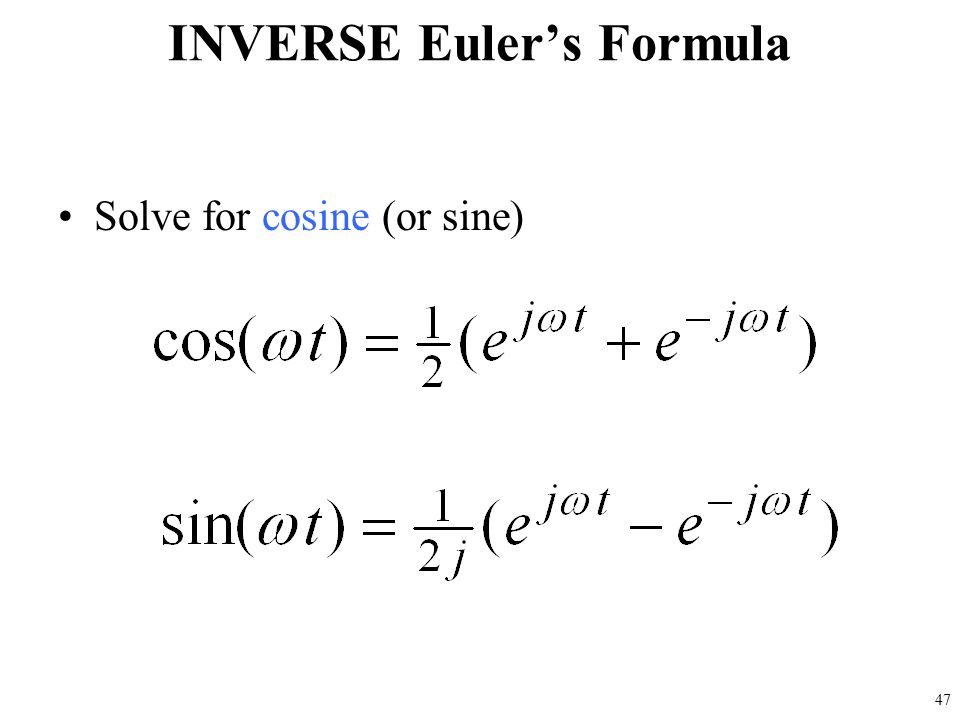 46 Euler’s Formula Reversed Solve for cosine (or sine)