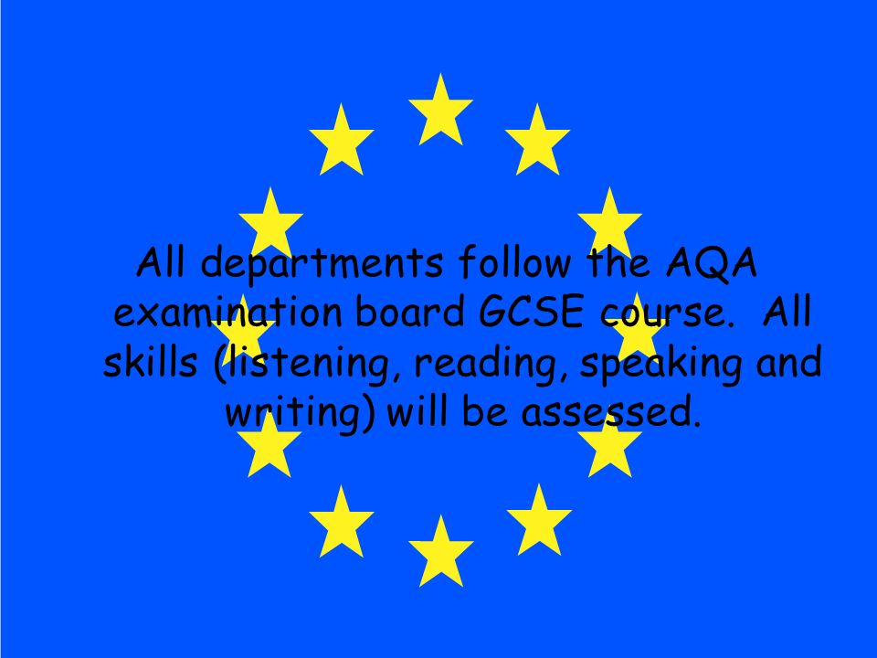 All departments follow the AQA examination board GCSE course.
