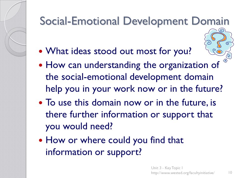 Social-Emotional Development Domain What ideas stood out most for you.