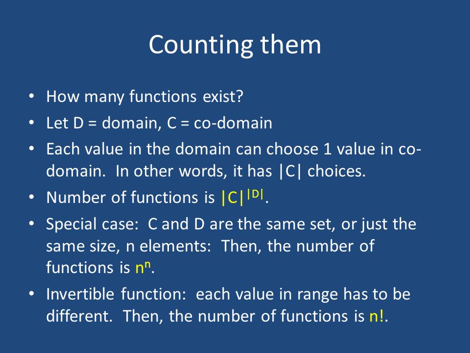 Counting them How many functions exist.