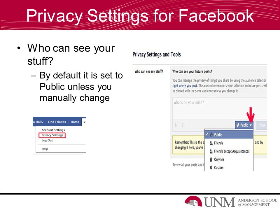 Privacy Settings for Facebook Who can see your stuff.