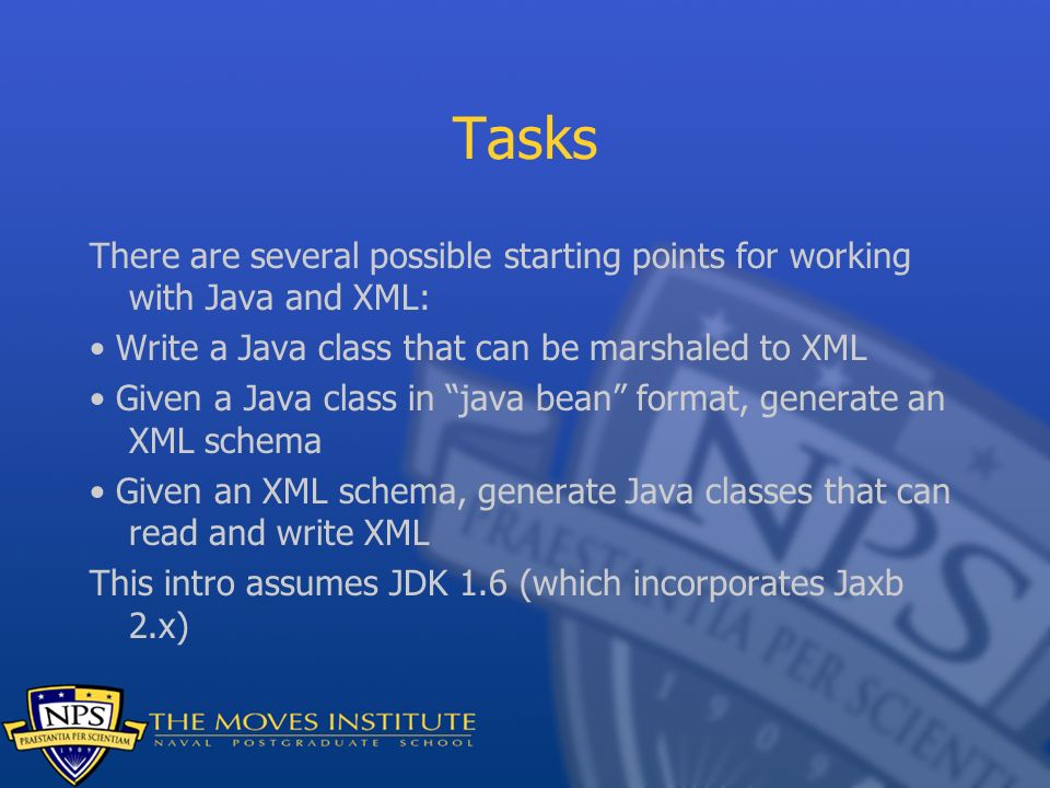 JAXB Java API for XML Binding. The Objective JAXB is concerned with the  translation process between Java objects and XML documents You have a Java  object. - ppt download