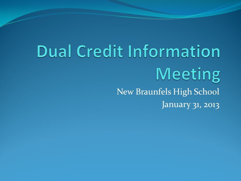 New Braunfels High School January 31, 2013