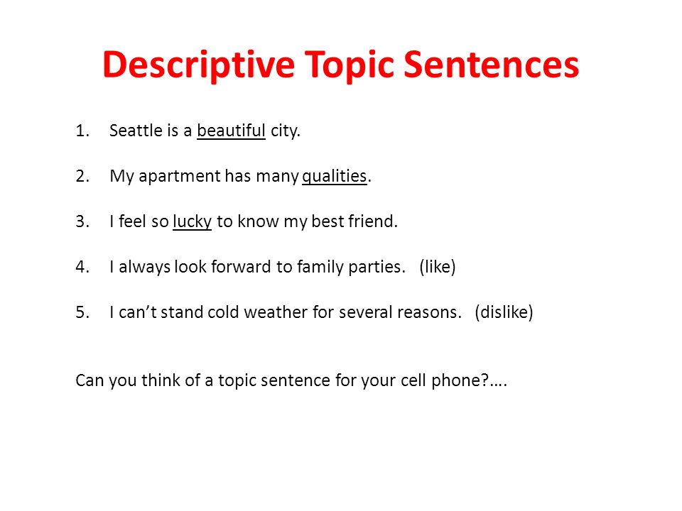 descriptive topic sentence