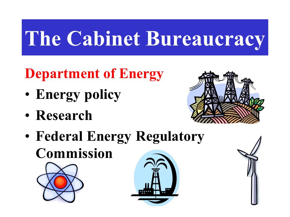 Department of Energy Energy policy Research Federal Energy Regulatory Commission The Cabinet Bureaucracy