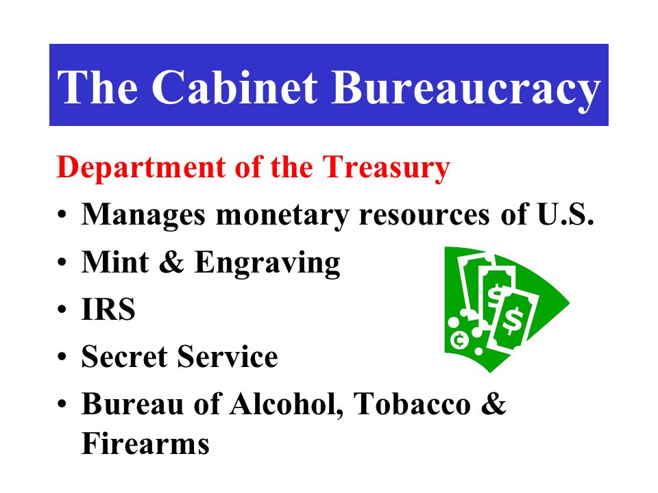 Department of the Treasury Manages monetary resources of U.S.