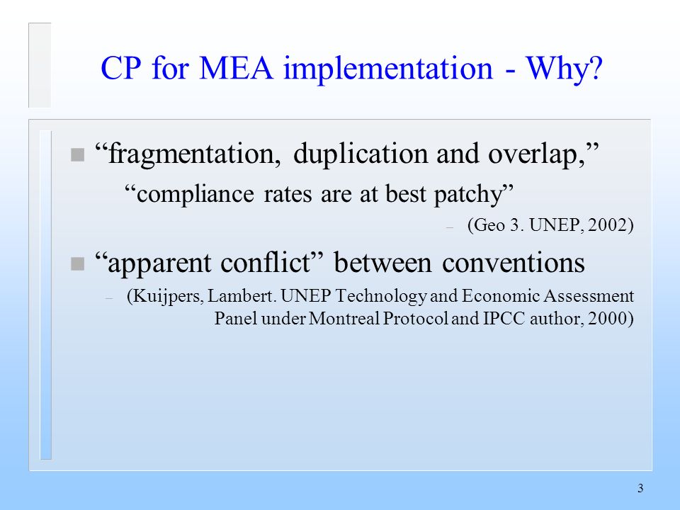 3 CP for MEA implementation - Why.