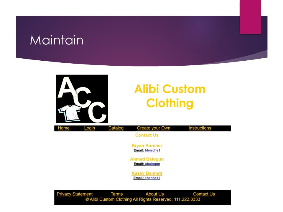 SDLC Project: Alibi—Custom Clothes PLAN ANALYZE DESIGN DEVELOP TEST ...