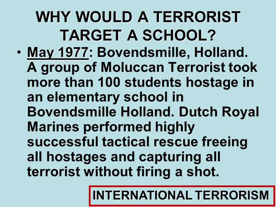 Countering Terrorism in Our Schools ©This TCLEOSE approved School 