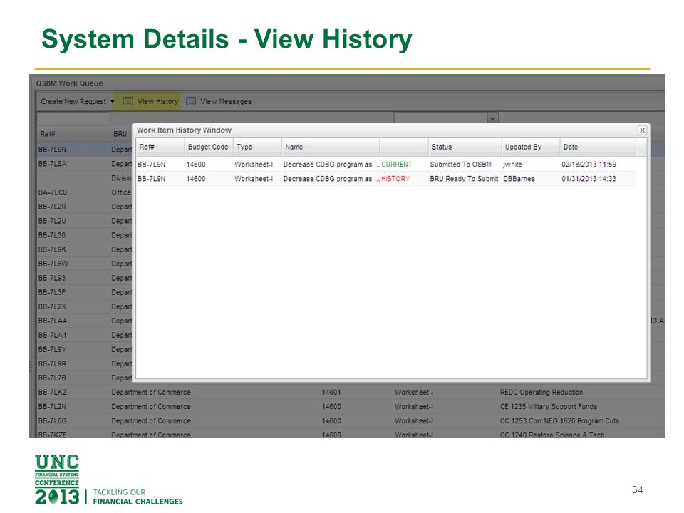 System Details - View History 34