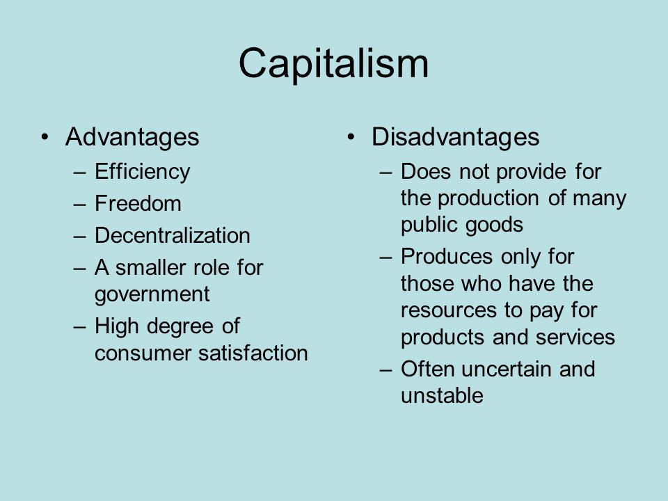pros and cons of a capitalist economy