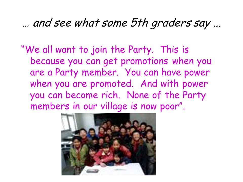 … and see what some 5th graders say... We all want to join the Party.