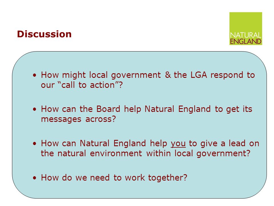 Discussion How might local government & the LGA respond to our call to action .