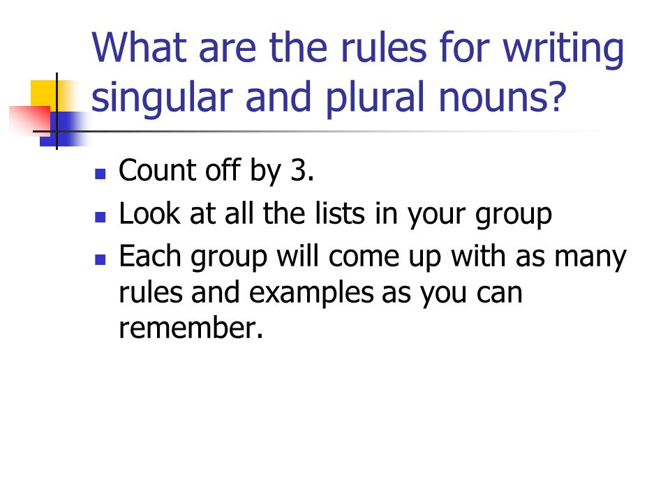 What are the rules for writing singular and plural nouns.