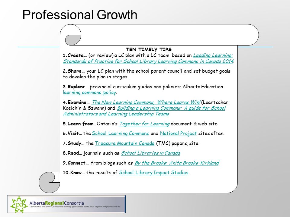 Professional Growth TEN TIMELY TIPS 1.