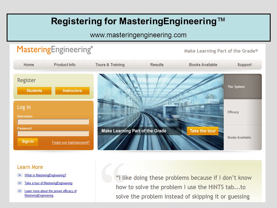 Registering for MasteringEngineering™
