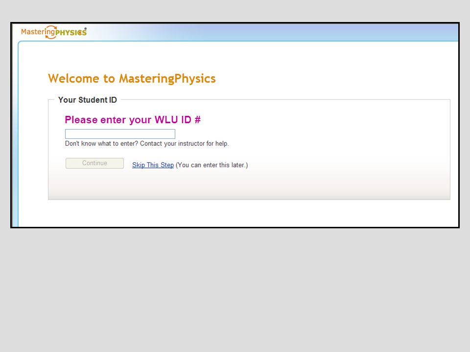Please enter your WLU ID #