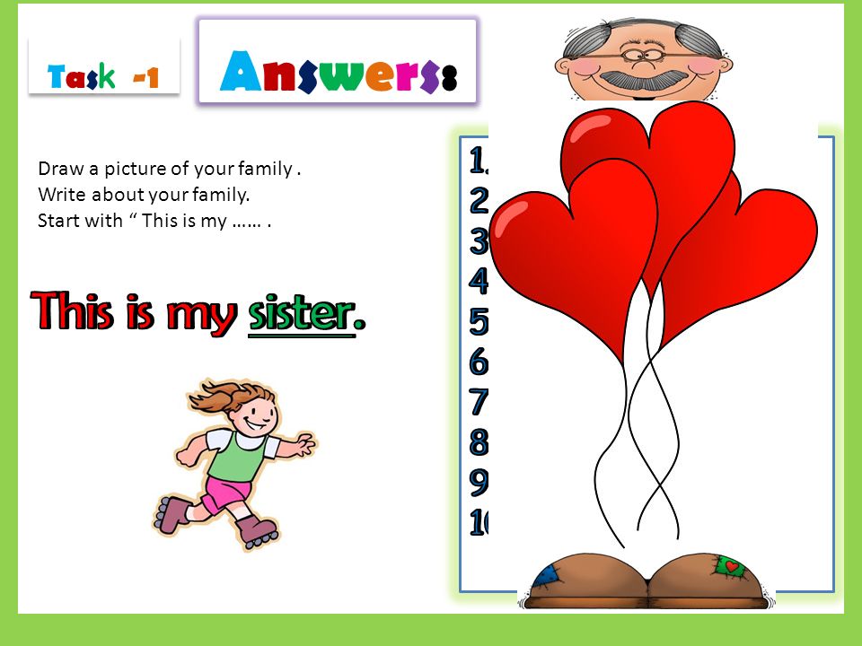 Answers:Answers: Answers:Answers: Tas k -1 Draw a picture of your family.
