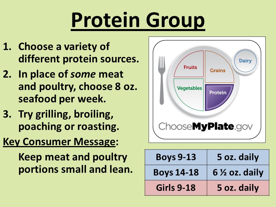 Protein Group 1.Choose a variety of different protein sources.