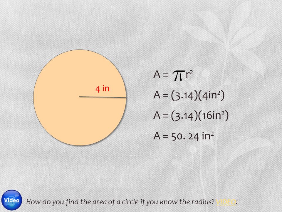 How do you find the area of a circle if you know the radius.