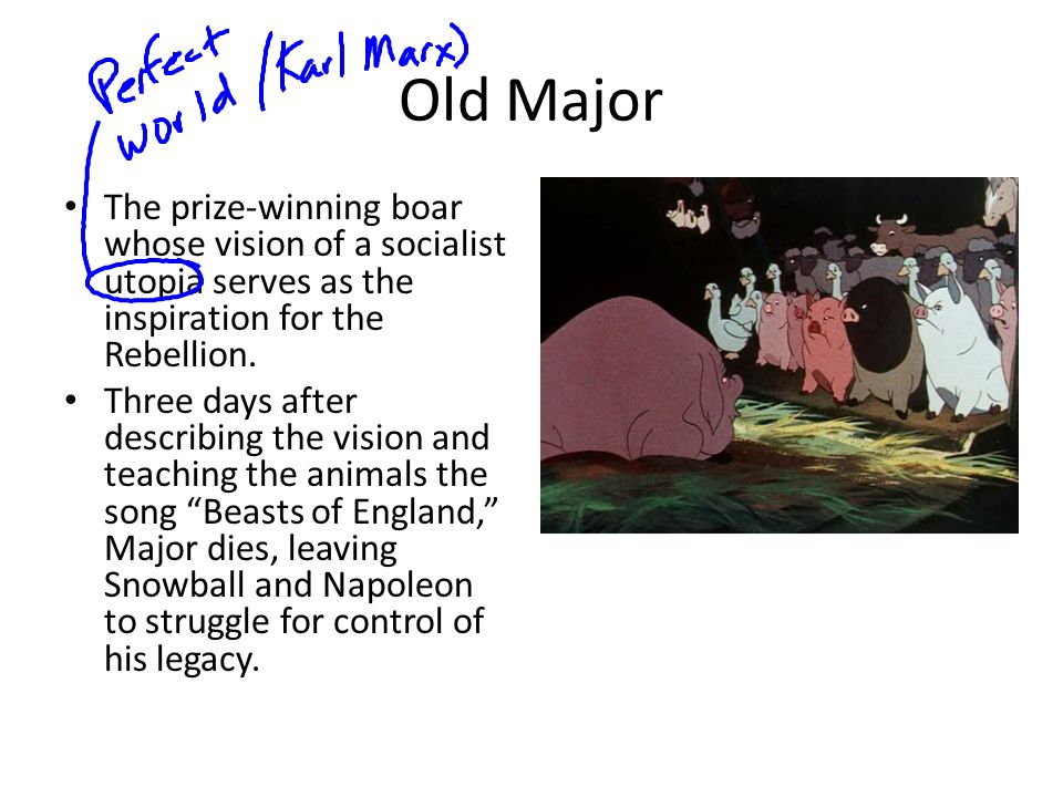 Animal Farm. Old Major The prize-winning boar whose vision of a socialist  utopia serves as the inspiration for the Rebellion. Three days after  describing. - ppt download