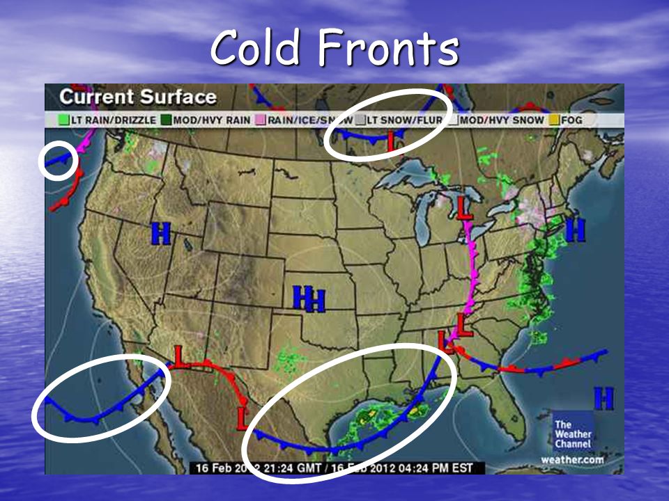 cold front weather map