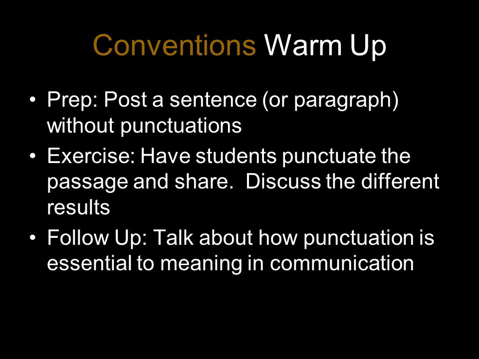 conventions key elements key elements examine primary rubric to punctuations exercise