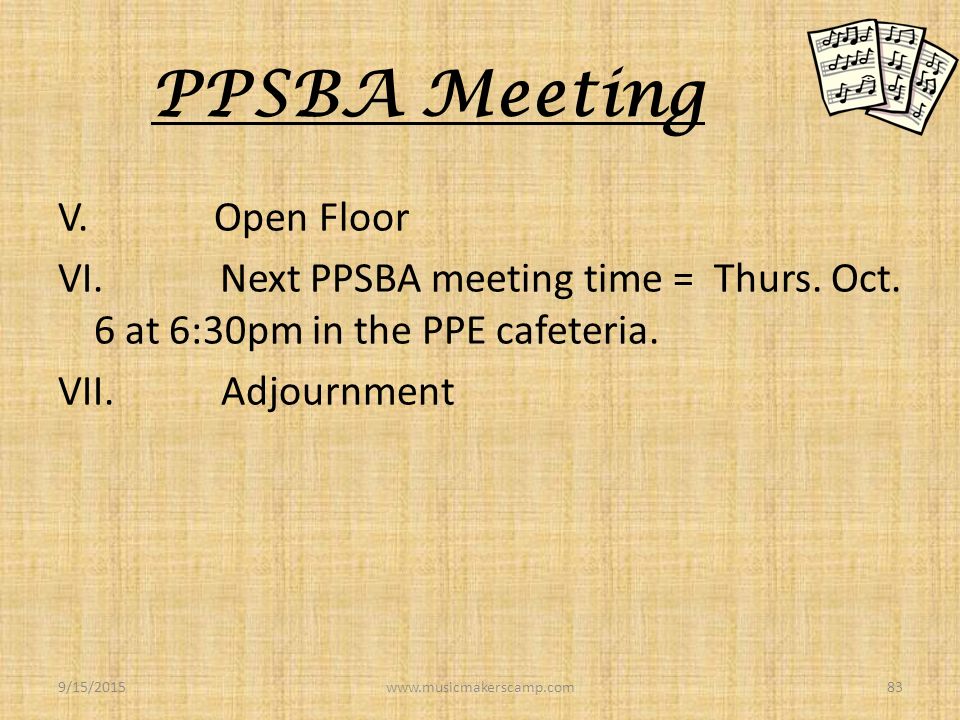 PPSBA Meeting G. Fundraising 1. Proposed Fundraisers include: a.