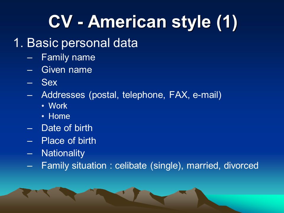 writing a curriculum vitae cv american style 1 1 basic
