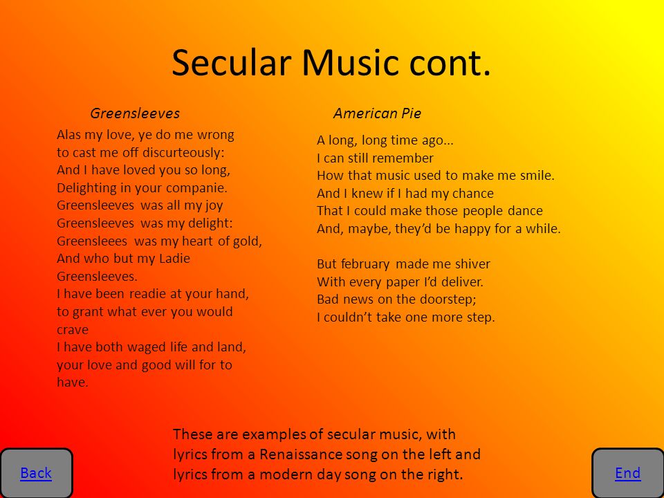 secular music examples