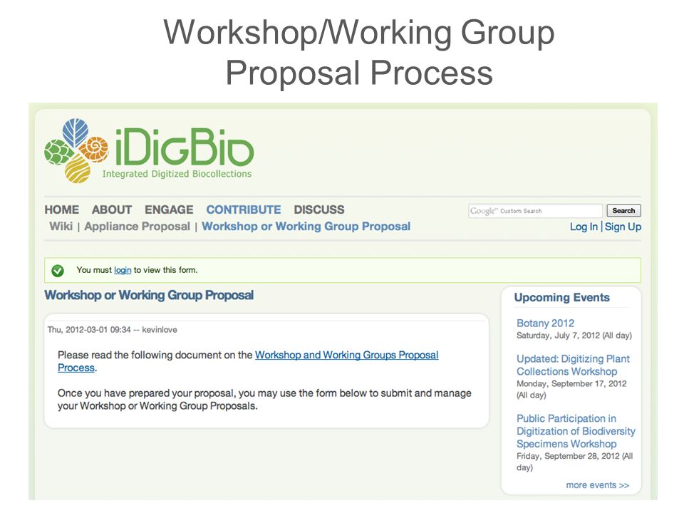 Workshop/Working Group Proposal Process
