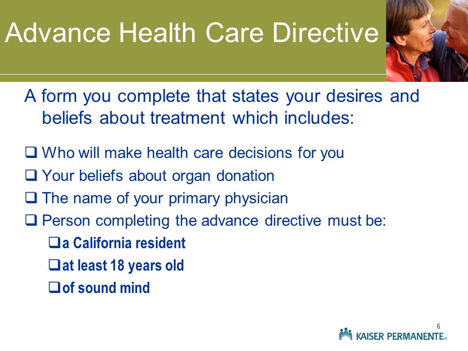 kaiser permanente advance health care directive