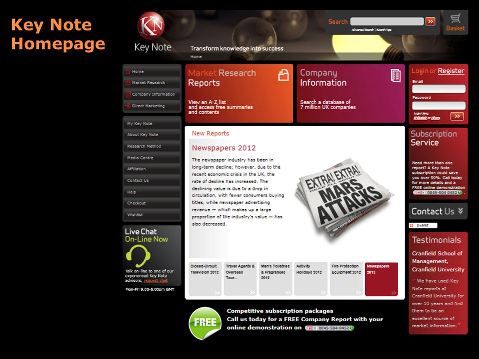 Key Note Homepage