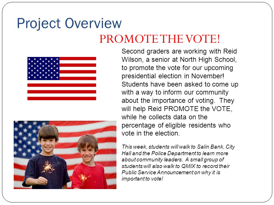 Project Overview PROMOTE THE VOTE.