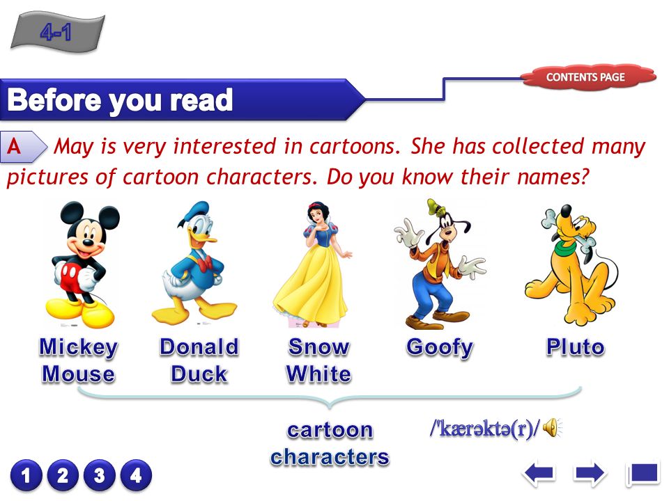 8A Unit 5 Part III Disney, Walt A May is very interested in cartoons. She  has collected many pictures of cartoon characters. Do you know their names?  - ppt download