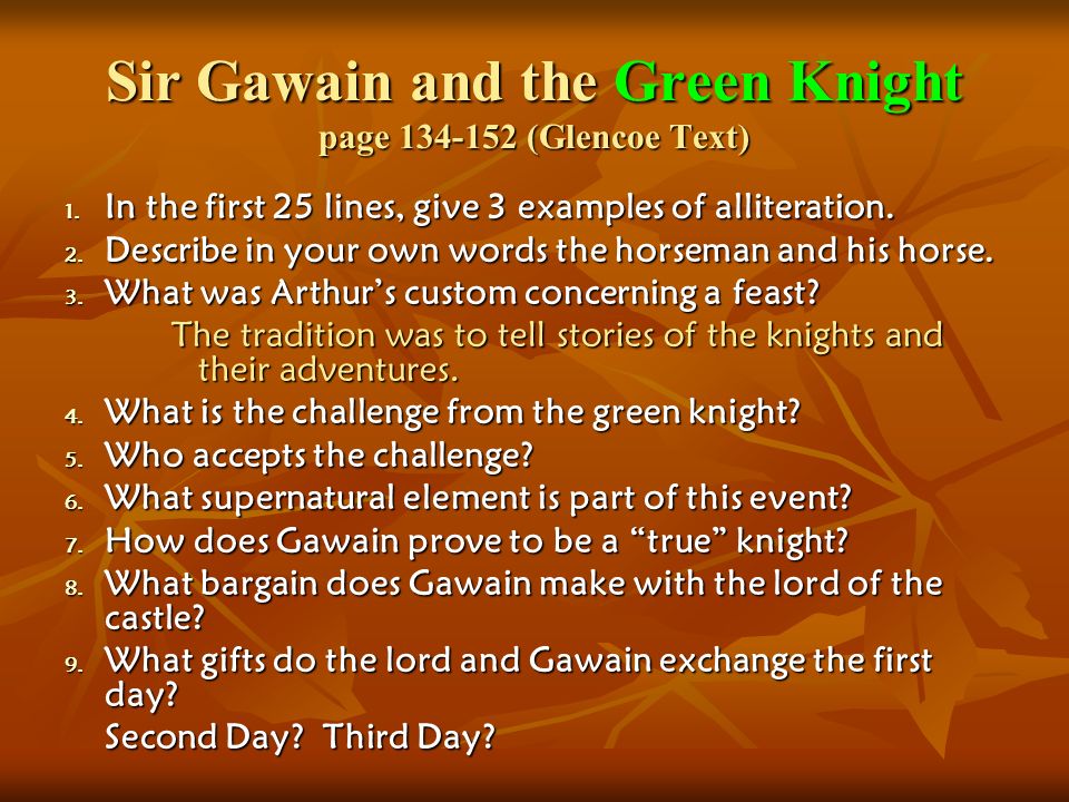 Sir Gawain and the Green Knight page (Glencoe Text) 1.