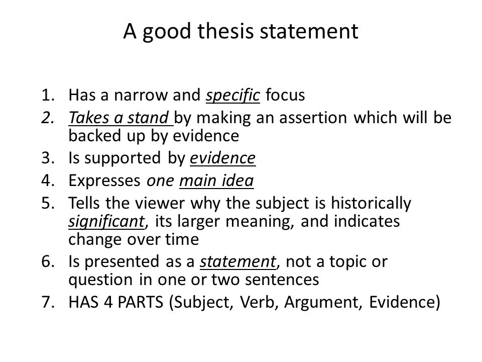 a good thesis is and specific