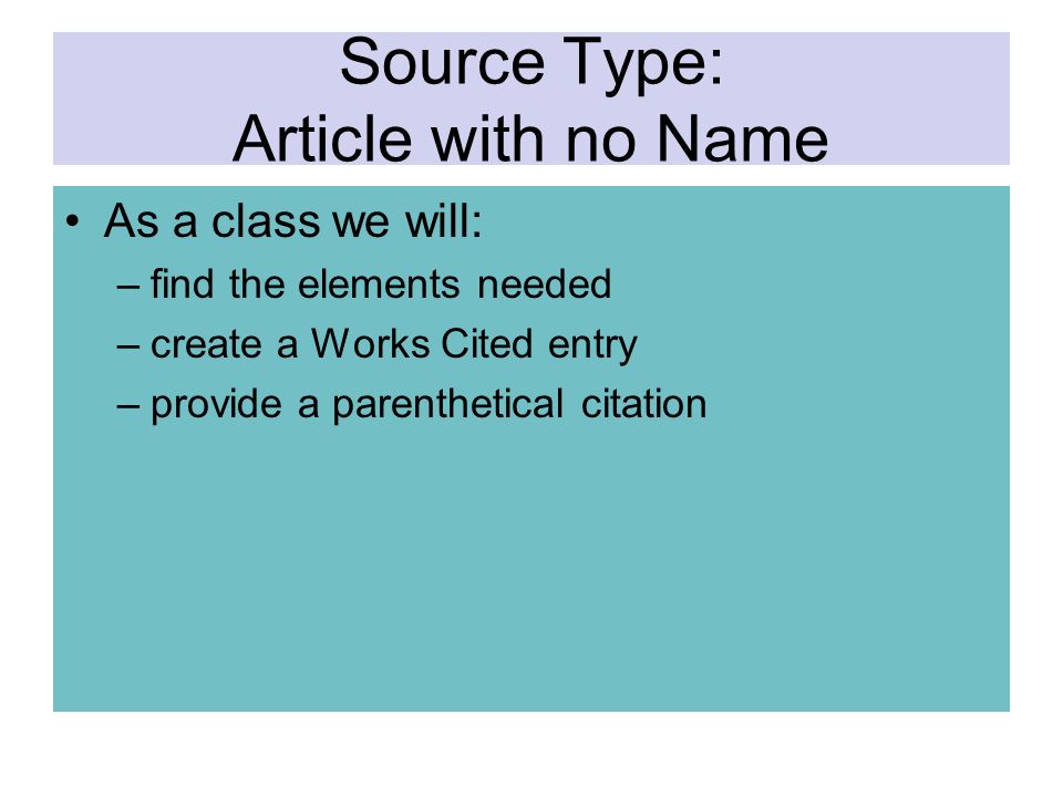 formatting works cited cards for student research adapted from mr works cited for article