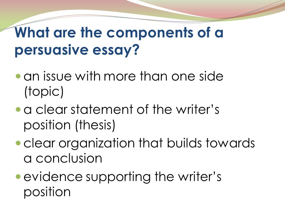 What are the components of a persuasive essay.