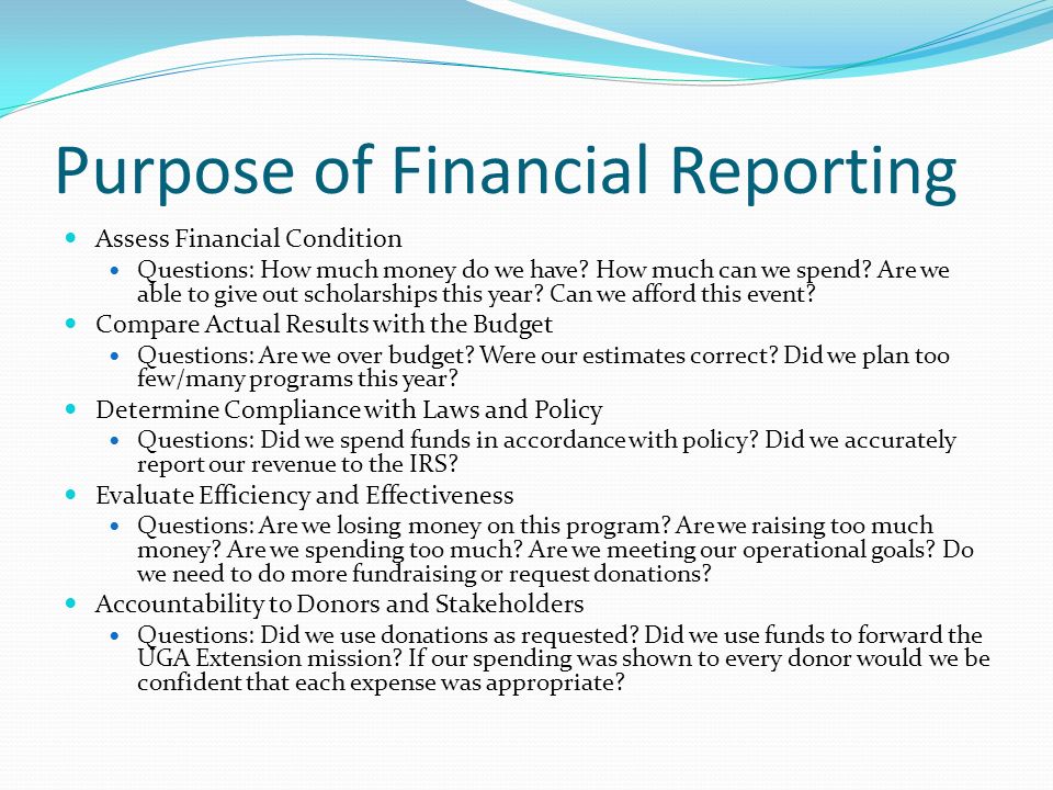 purpose of financial reporting