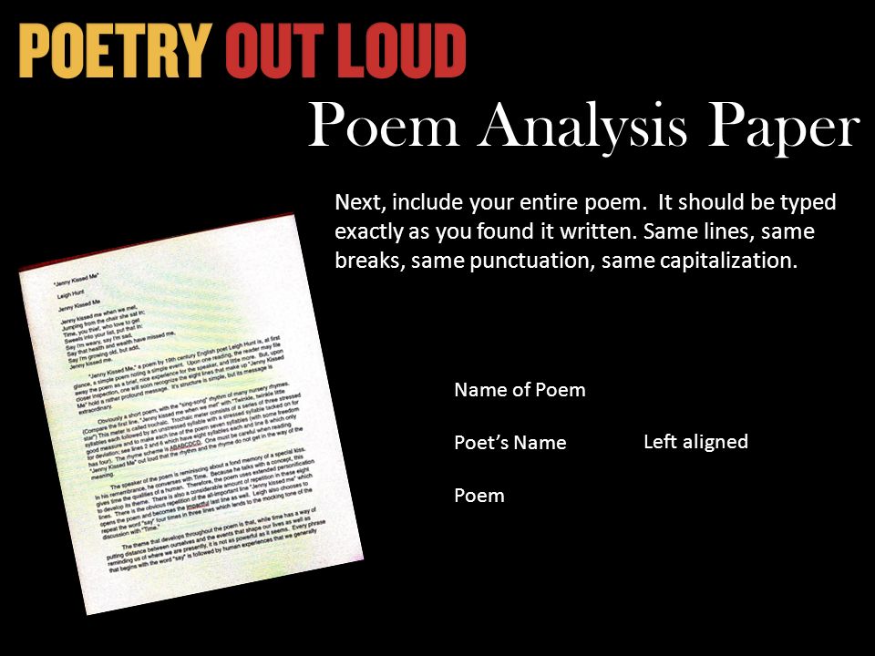 Poem Analysis Paper Next, include your entire poem.