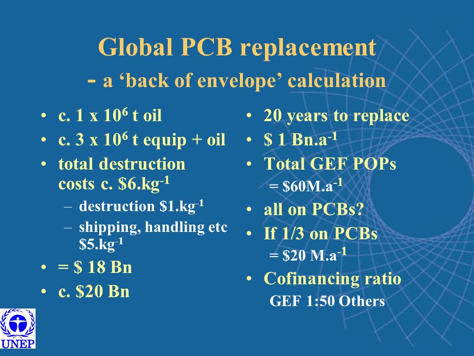Global PCB replacement - a ‘back of envelope’ calculation c.