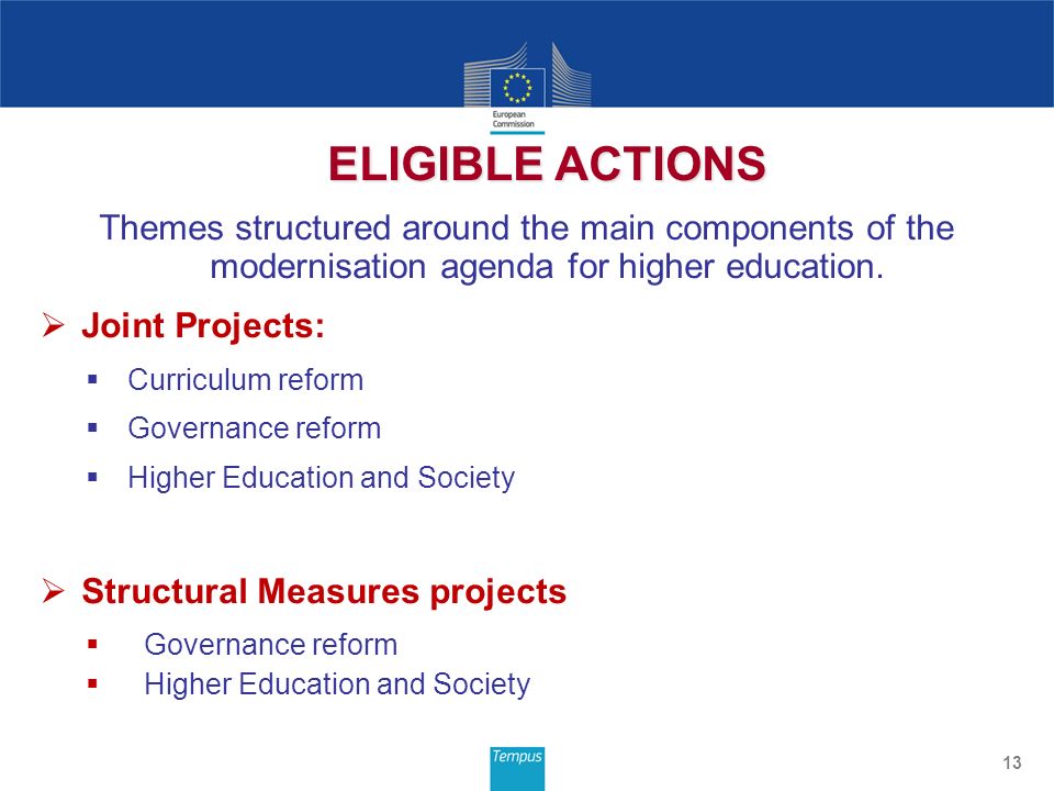 Themes structured around the main components of the modernisation agenda for higher education.