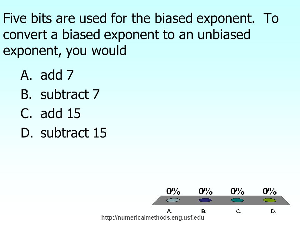 Five bits are used for the biased exponent.
