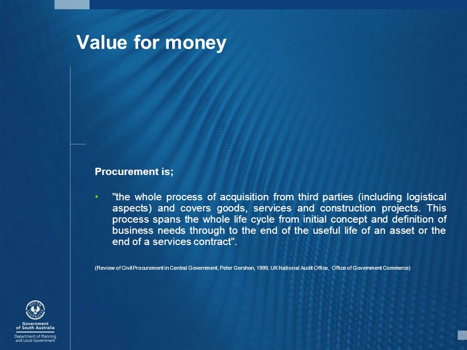 SA Local Government Procurement Forum “Value for Money” Amendments to ...