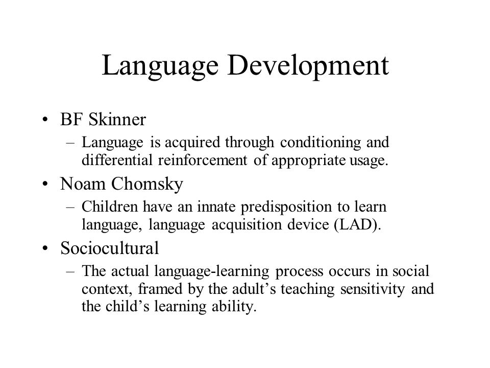 chomsky theory of language development ppt chomsky innate language acquisition