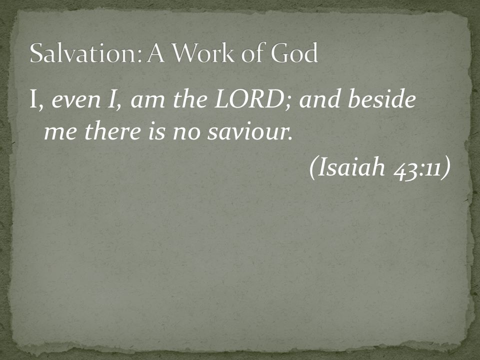 I, even I, am the LORD; and beside me there is no saviour. (Isaiah 43:11)