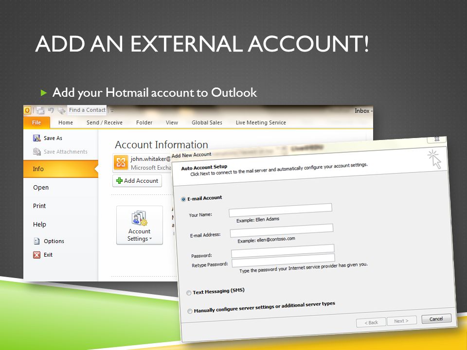 ADD AN EXTERNAL ACCOUNT!  Add your Hotmail account to Outlook